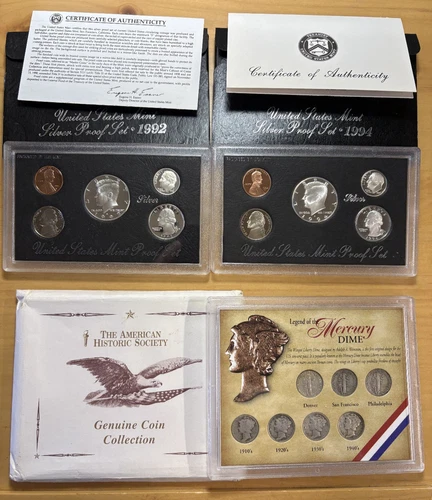$2.40 FV 90% silver_2 proof sets (1992, 1994) + Mercury dime set_BELOW SPOT