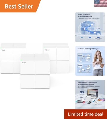 AC1200 Dual-Band Nova Mesh WiFi System - Reliable Coverage for 4-6 Bedroom Homes