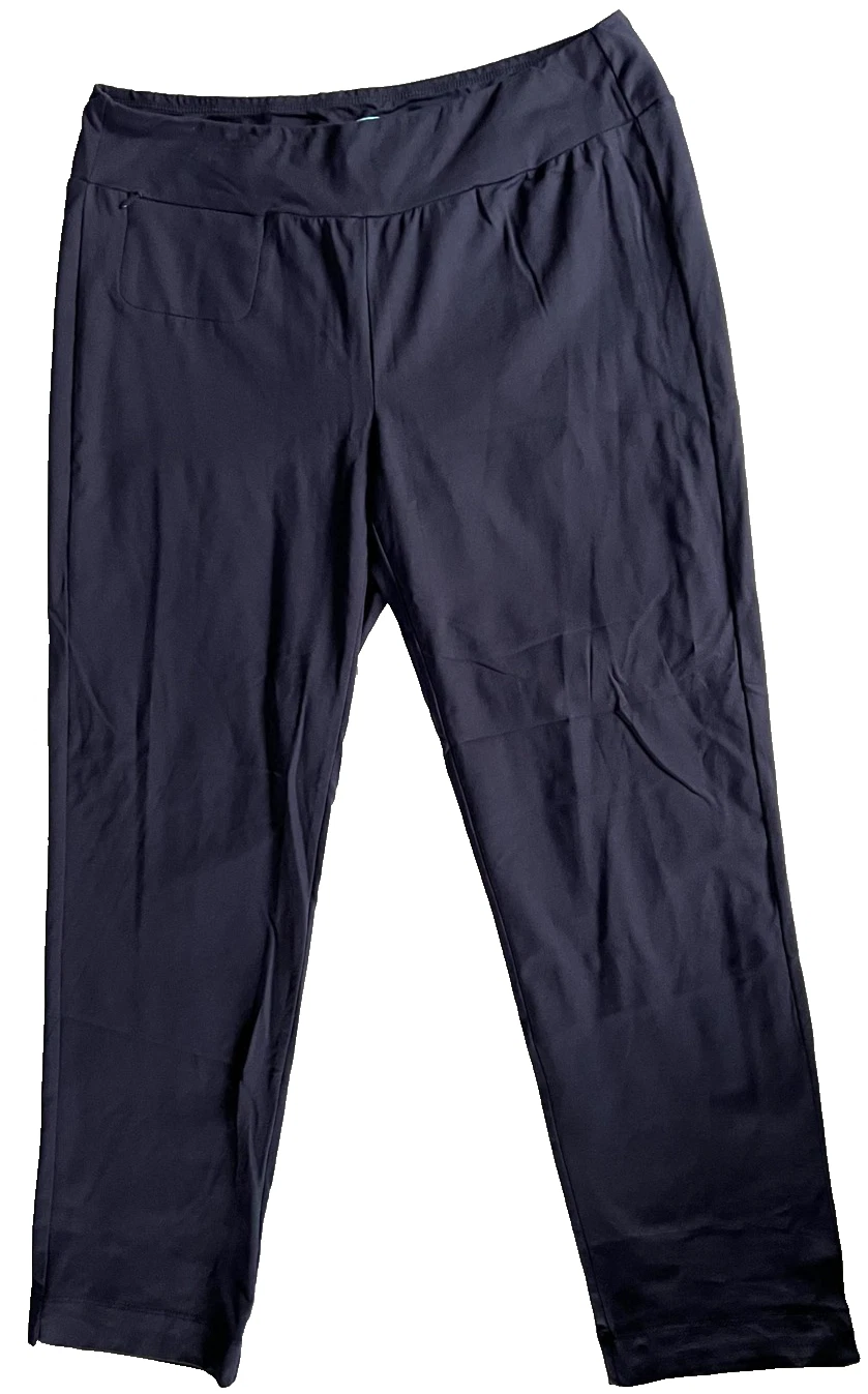 J.McLaughlin Pants Womens M Navy Pull On Stretch Ankle Slim Pocket Travel EUC