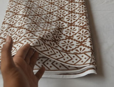 7 Yard White Brown Hand Block 100 Cotton Fabric NO TARRIF CHARGES 100 KK4