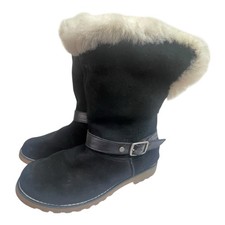 UGG Nessa Boots shearling lined black suede mid calf boots size 6