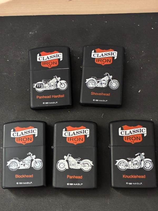Set of five CLASSIC IRON lighters, A.A.D.L.P.