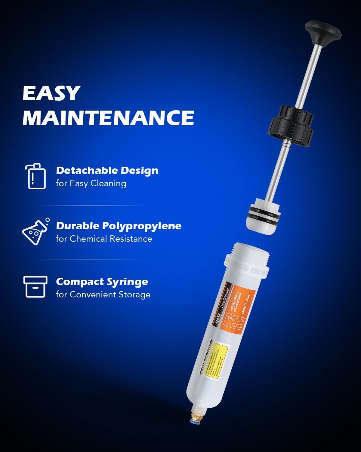 Orion Motor Tech 200mL Manual Fluid Extractor and Filler, 200mL, orange 