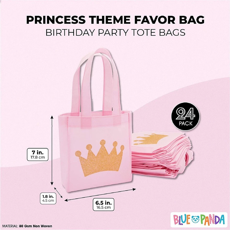 Paquete de 24 bolsas de fiesta con temática de princesa para cumpleaños de niñas (6,5 x 7 x 2 pulgadas) Foto 2 de 4
