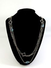 David Yurman 32  Blue Topaz Diamond Quatrefoil Necklace