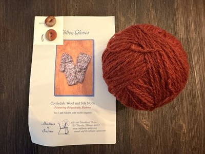 Knitting Kit - GLITTEN-GLOVES - includes pattern, buttons & handspun wool/silk