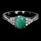 925 Sterling Silver Ring Oval Emerald 8x6mm Natural Gemstone Jewelry Size 8
