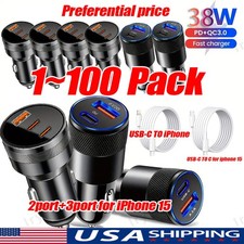 Dual USB PD Type-C Car Charger 30W Fast Adapter For iPhone15 14 13 11Pro Max lot