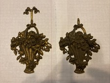 2 Ancien fronton en bronze Garniture Ornement De Meuble Fleur  Cocarde Panier