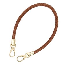 Short Braided Leather Purse Strap 60cm with Buckles Brown
