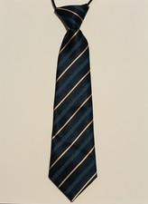 Men's Navy Gold Striped Elastic Necktie One Size Classic Formal Tie Accessory