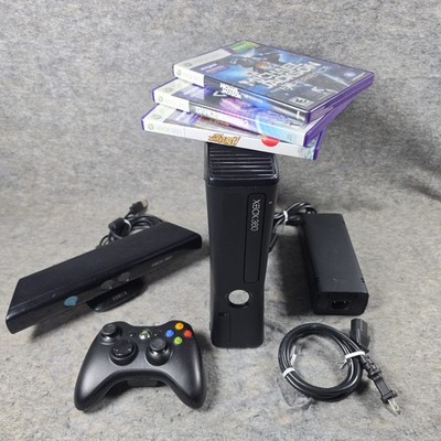 Microsoft Xbox 360 S Slim 4GB Console Model 1439 W/ Controller, Kinnect, & Games