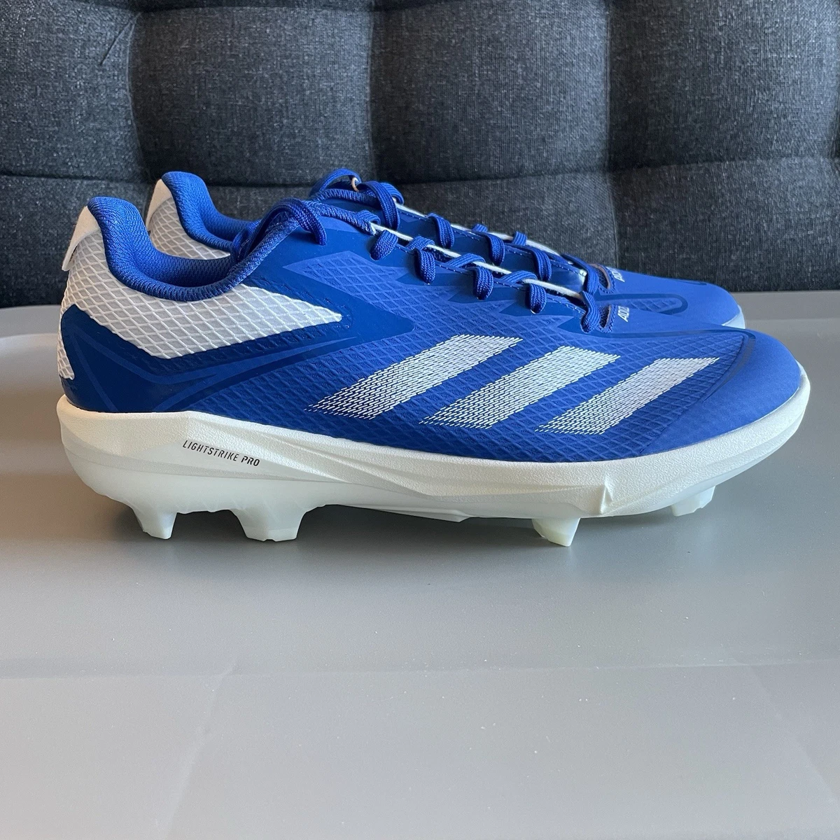 Mens Adidas PowerAlley 4 BASEBALL Metal Cleat Blue White Q16487 Size 14 NWOT Adidas Men main image 3