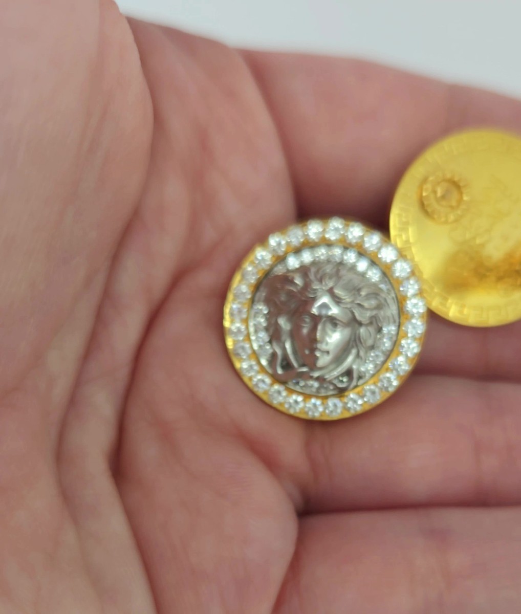 Vintage Gianni Versace 18K Yellow Gold 750 Diamond Medusa Clip-On