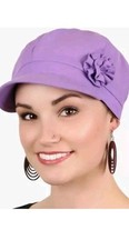 Purple Cap for Women Chemo Headwear Cancer Cap Newsboy
