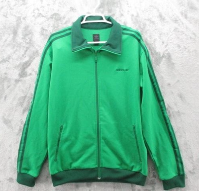 Vintage Adidas Track Jacket Mens XL Green 3 Stripe Full Zip