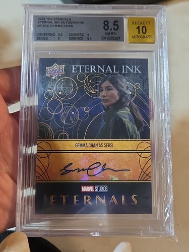2023 Upper Deck Marvel Eternals Eternal Ink Gemma Chan as Sersi Auto BGS 8.5/10