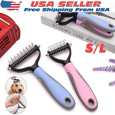 Professional Pet Grooming Tool 2 Sided Undercoat Dog Cat Shedding Comb Brush Pet
