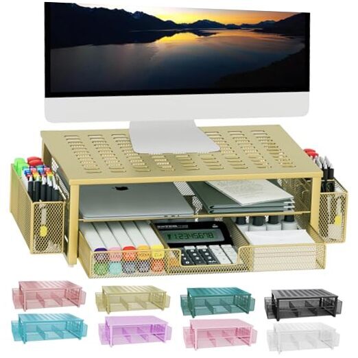 Monitor Stand with Drawer and Pen Holder, Desk Organizers and Accessories, 2-image