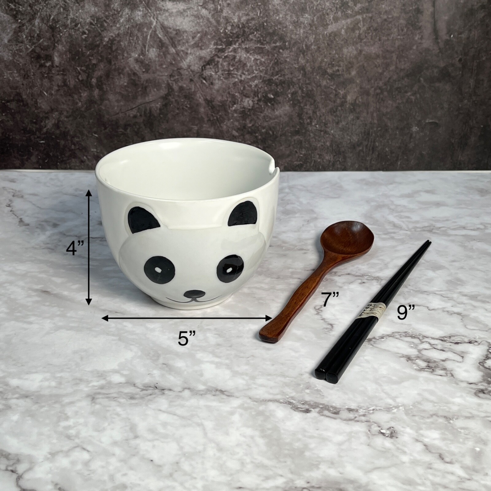 5"Oriental Panda White Ceramic Ramen Noodle Rice Bowl Gift Set of 3 pieces, gift