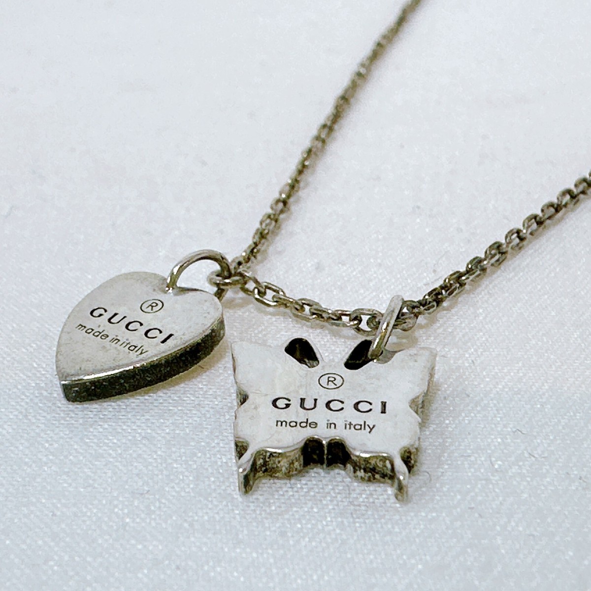 GUCCI シルバーチャーム ハート バタフライ Near MINT GUCCI Sterling Silver Heart Butterfly Pendant