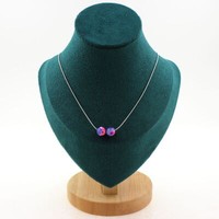 Steine Und MinéRaux. Halskette 2 Perlen Achat Venen Drachen- Fuchsie Und Blau