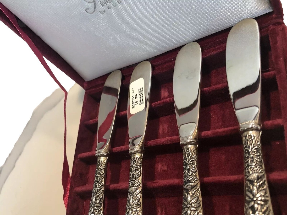 Set of 4 Godinger SILVER TREASURES Stainless Embossed Cheese