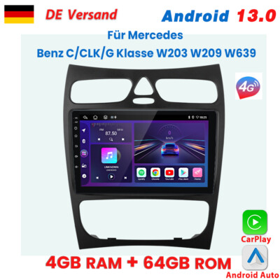 Für Mercedes C/CLK/G Klasse W203 W209 W639 4+64GB 8Core Autoradio GPS BT Carplay