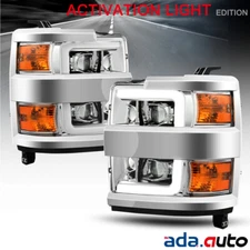 FIT 2015-2019 Chevy Silverado 2500/3500 Chrome DRL LED Projector Headlights Pair