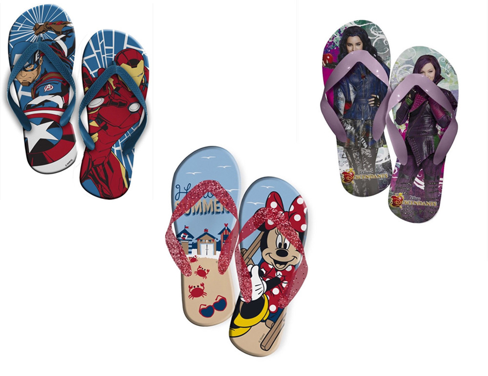 Kids Disney Marvel Character Flip Flops Beach Shoes Size UK JNR