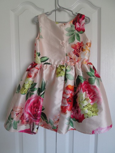 Zunie Satin Flared skirt Holiday Easter Dress Girls Size 6 Pink Floral - Picture 3 of 3