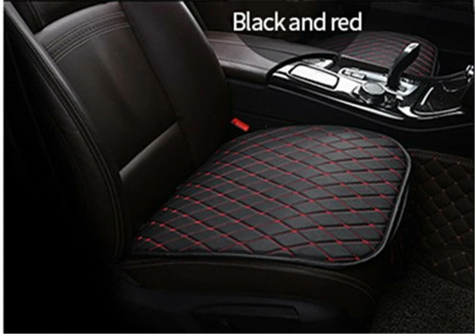 Cojines de cuero PU para accesorios interiores de cuero negro y rojo para funda de asiento de auto 3 piezas Foto 2 de 4