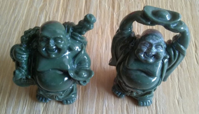 2 pc Small laughing buddha statue, happy buddha, lucky buddha, wealthy buddha