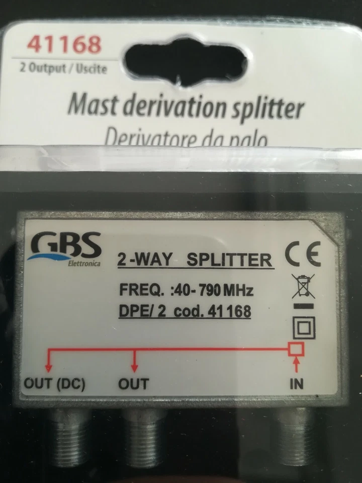 Derivatore TV da palo 2 uscite splitter partitore TV 2 uscite da palo GBS 41168 - Immagine 2 di 4