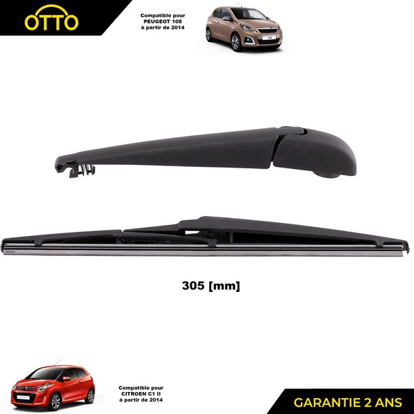 Partsline Balai/Wischerarm RüCkseite FüR Citroen C1 II 1612434880 Schwarz 305 Mm-image
