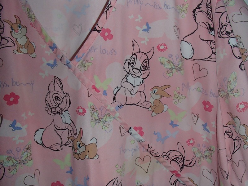 Older Soft Bunny Rabbit THUMPER Pullover SCRUB TOP SHIRT Easter Pink Bambi Love
