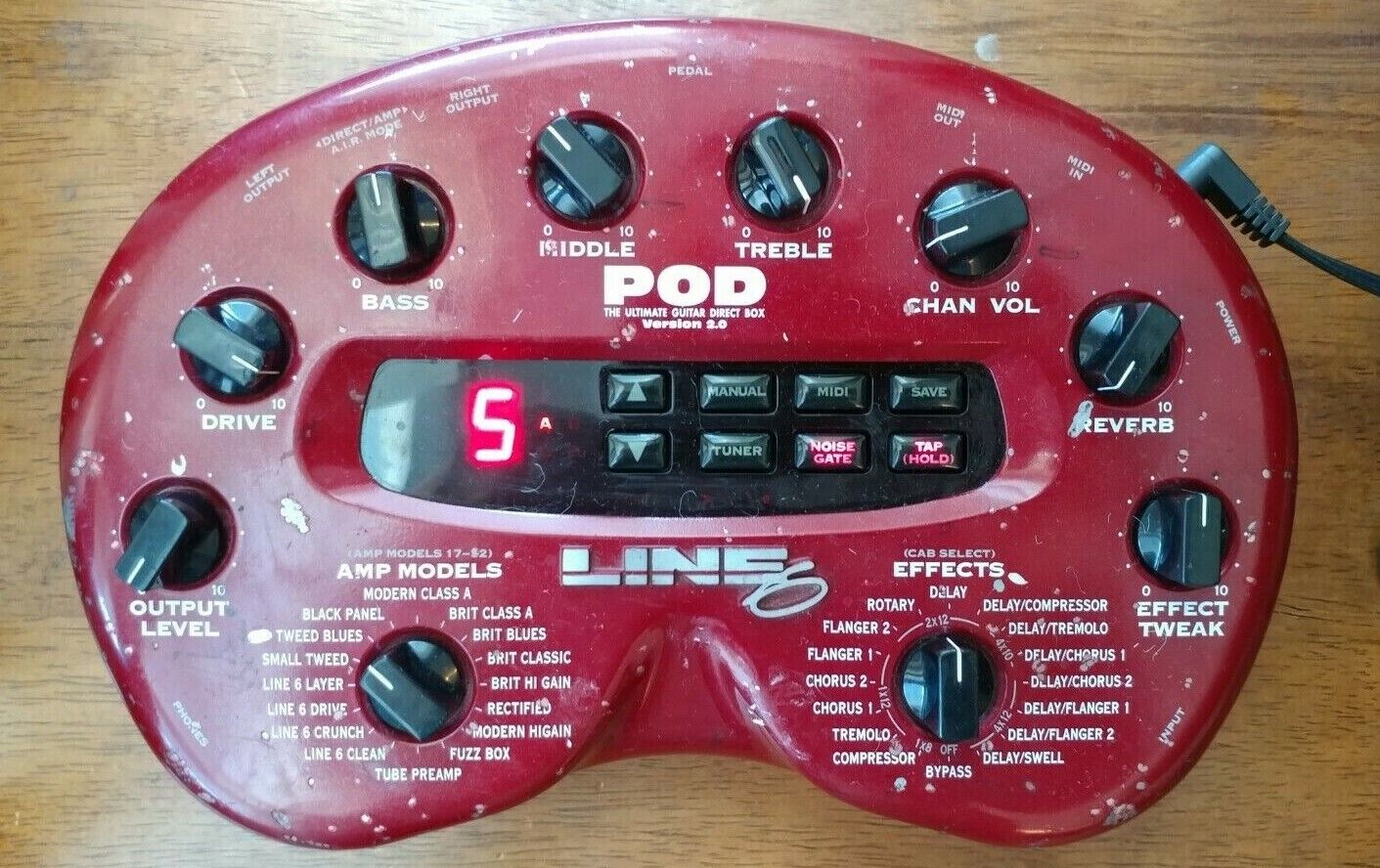 Vintage Line 6 POD 2.0 Guitar Direct Box Multi Effects Processor w/ Power  Supply