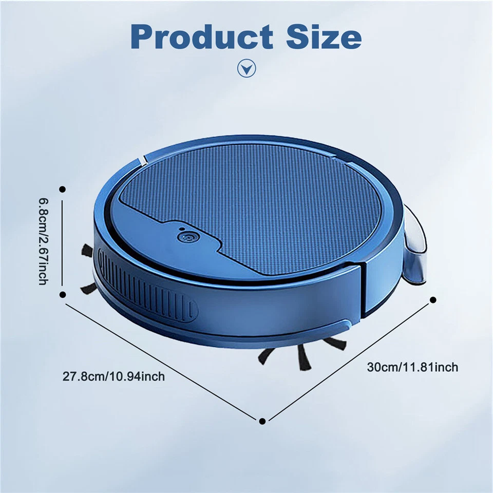 Smart Sweeping Robot Vacuum Cleaner Rechargeable Automatic Floor Mop Sweeper US - Image 2 of 4