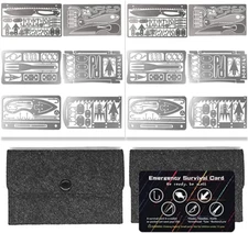 PSKOOK 12 Pcs Survival Multitool Card Emergency Camping Tool EDC Kit in Your Wal