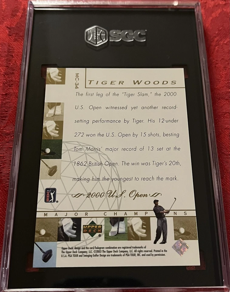 2003 UD Tiger Woods #MC-34 U.S.OPEN MAJOR CHAMPIONS SGC 10 CARD 🐐 - Image 2 of 2
