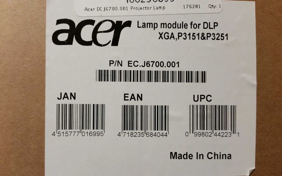 LÁMPARA PROYECTOR ACER ORIGINAL DLP XGA, P3150, P3250 EC.J6700.001 LÁMPARA + carcasa OEM Foto 4 de 4