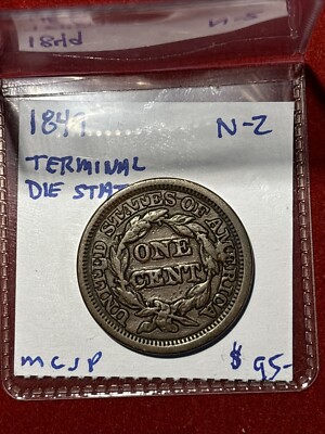 1849 1c N-2 Terminal Die State Braided Hair Large Cent