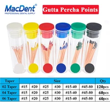 Endodontic Gutta Percha Points Dental Endo Root Canal .02/.04/.06 Taper 60/120pc
