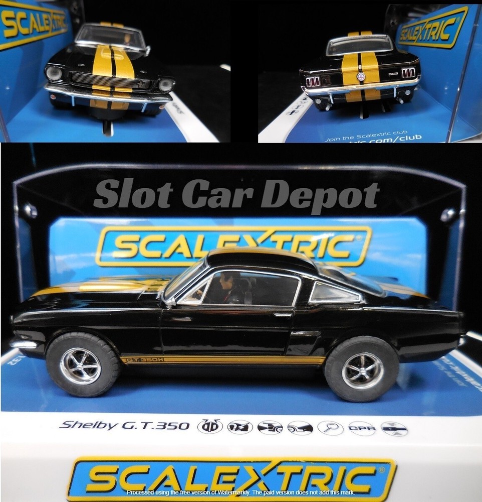 Scalextric 1:32 Ford Mustang GT350H Hertz Slot Car with Lights C4542  