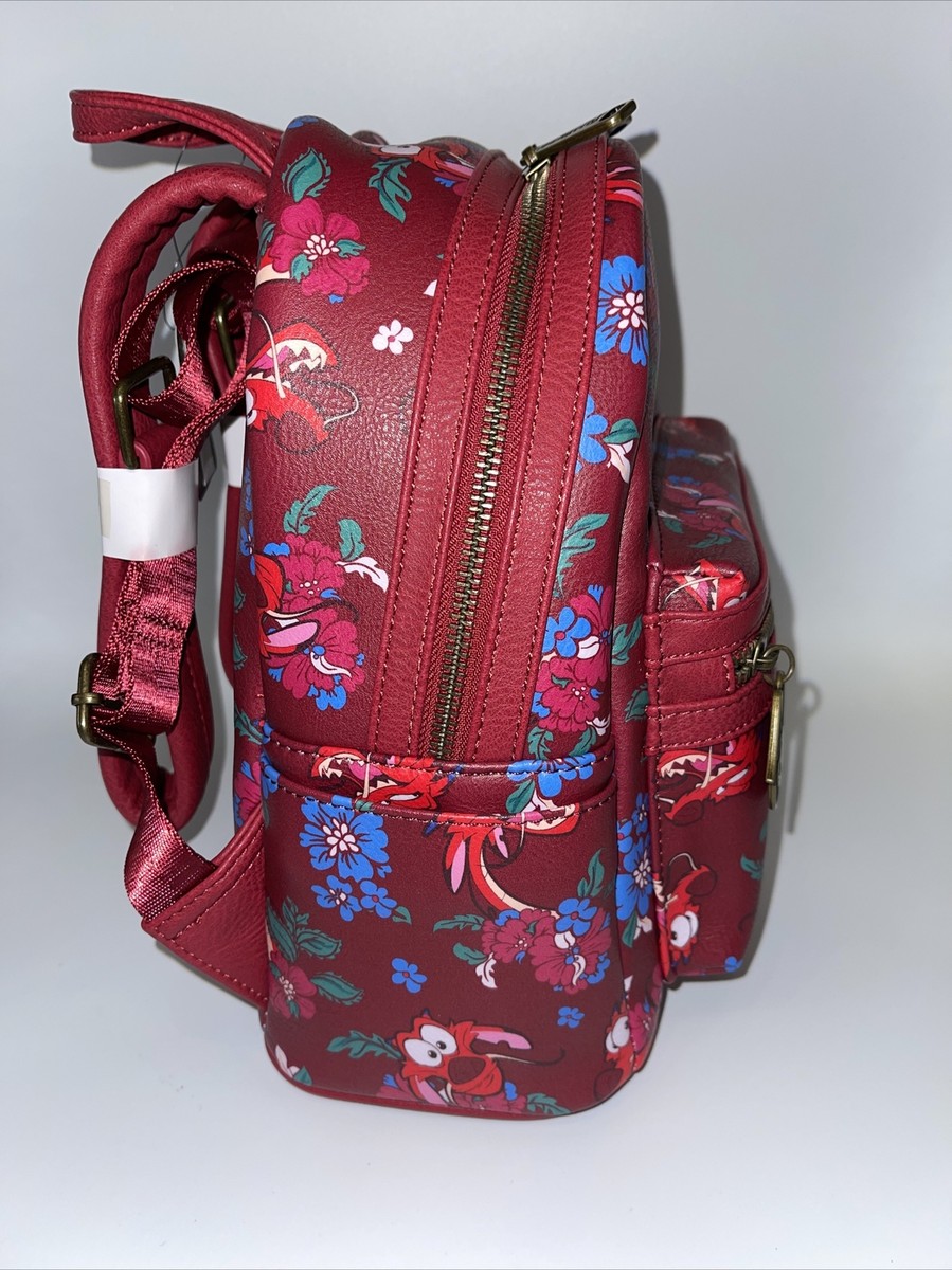 Loungefly Disney Mulan Mushu Floral Mini Backpack Bag New w/ Tags