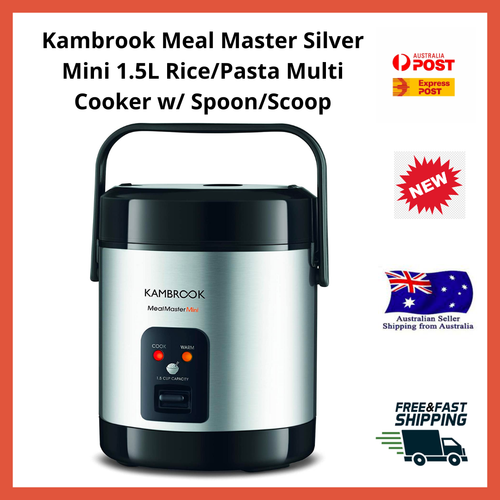 Kambrook Meal Master Silver Mini 1.5L Rice/Pasta Multi Cooker w/ Spoon