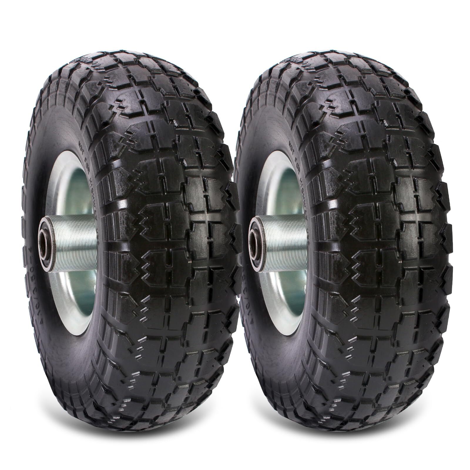 (2 Pack) 10 Inch Solid Polyurethane Tire 4.10/3.50-4 Tire, 10