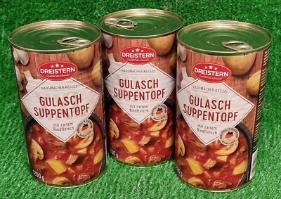 (6,53 /L) 3x Dreistern GULASCHSUPPE m. Kartoffeln XXL Dose 1,2 Liter Versand 0 !