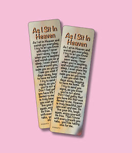 As I Sit In Heaven Memorial Poem 2 Verse Bookmarks Sku Vbm713 Ebay