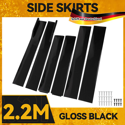 86.6'' Auto Seitenschweller Sideskirt Erweiterung Splitter Schwarz Universal 2.2m